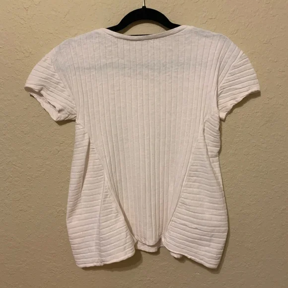 •Anthropologie• Bordeaux White Zipper shirt Sz M! - Picture 11 of 12